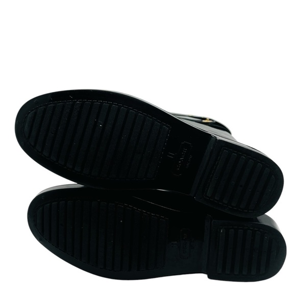 COACH TARA TALL BLACK GLOSSY RUBBER RAIN BOOTS SIZE 11 - Picture 5 of 12